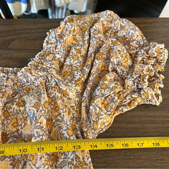 ❤️ Old Navy Floral Blouse Boho Peasant Short Sleeve Peplum Off Shoulder Ruche S - Picture 8 of 9